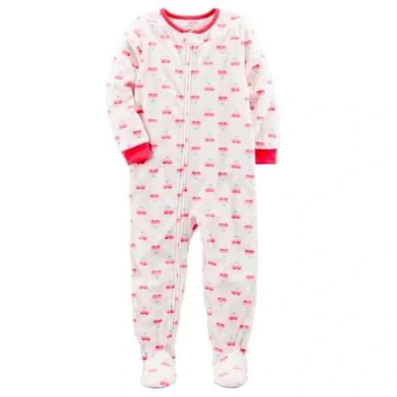 Carter’s Baby Girl heart Print Footed Sleeper Pajamas - Size 18 Months - Picture 1 of 6